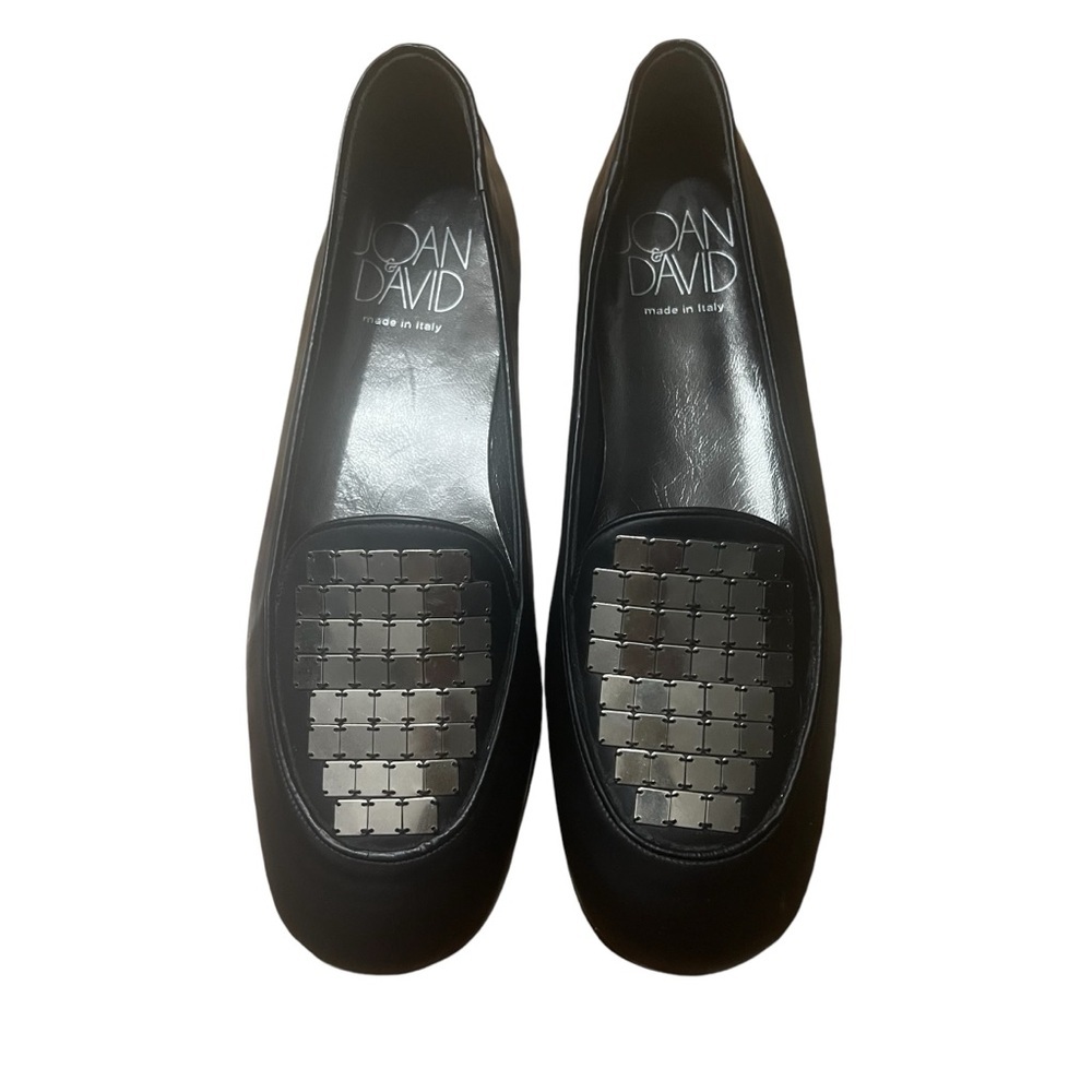 JOAN & DAVID Navy Loafers with Metal Embellishments Size 6.5 -- CLOSET STAPLE!!!